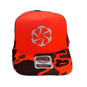 OCEAN Puff Orange Camo Trucker Cap