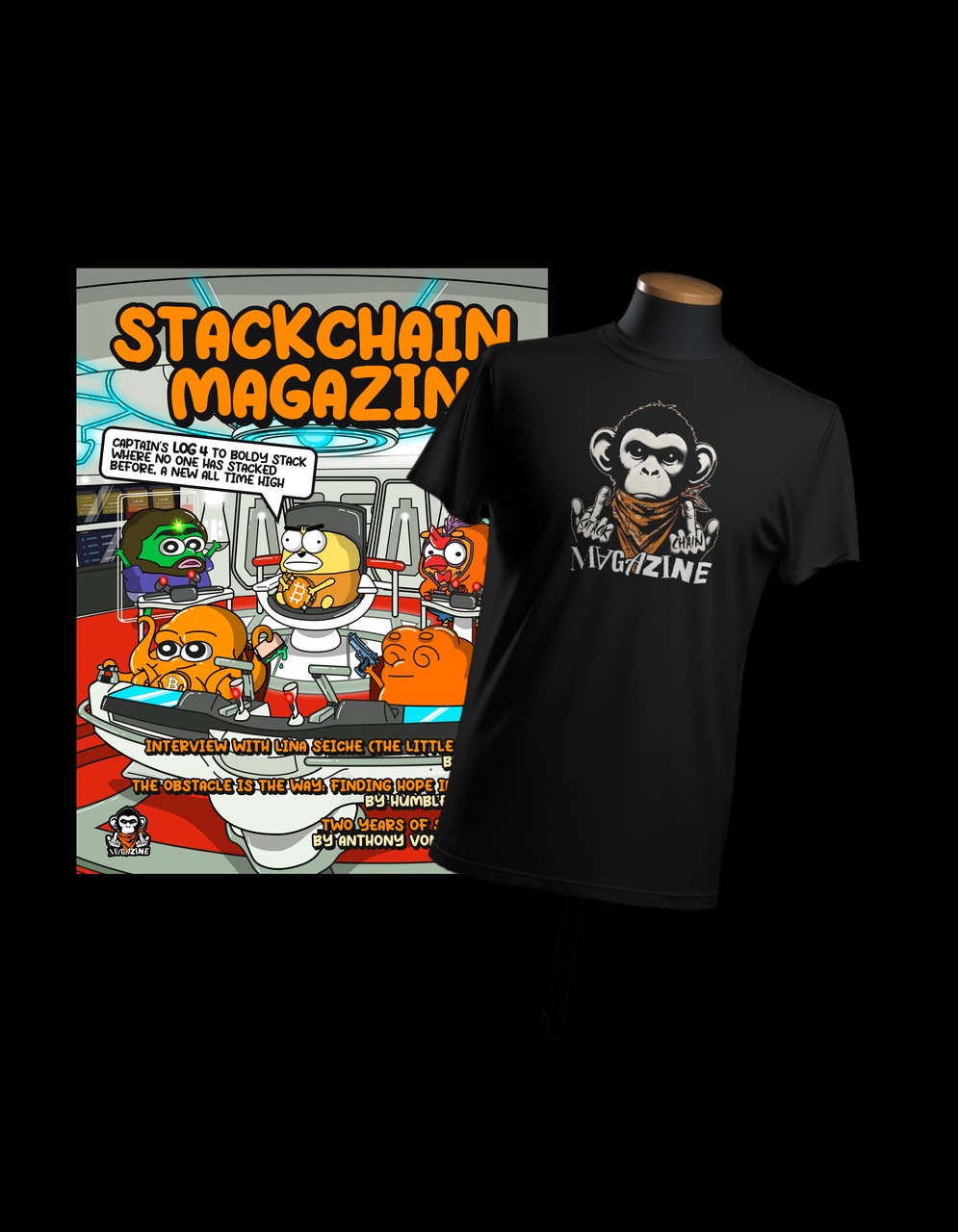 Stackchain Magazine Log 4 & Beef the Monki T Combo